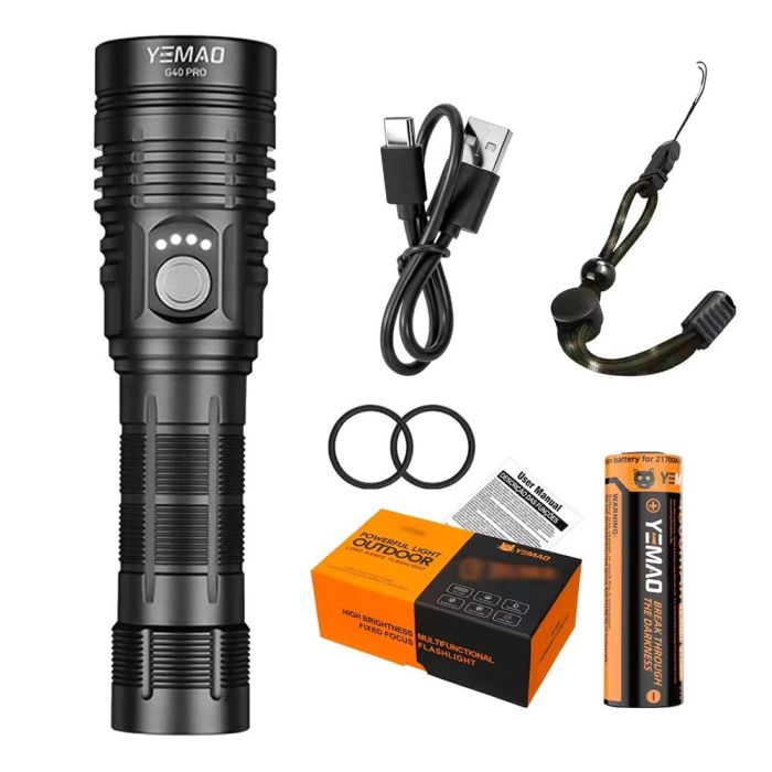 Фонарь YEMAO YM-G40 PRO SST40, 1x21700, ЗУ Type-C