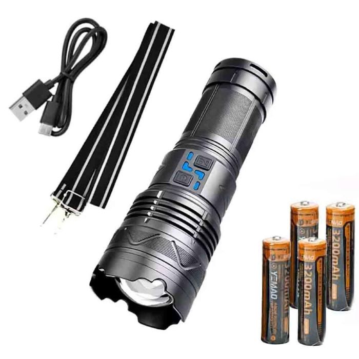 Фонарь YEMAO YM-G501-60W TG 60W, 4x18650, Power Bank, ЗУ Type-C, zoom, кейс