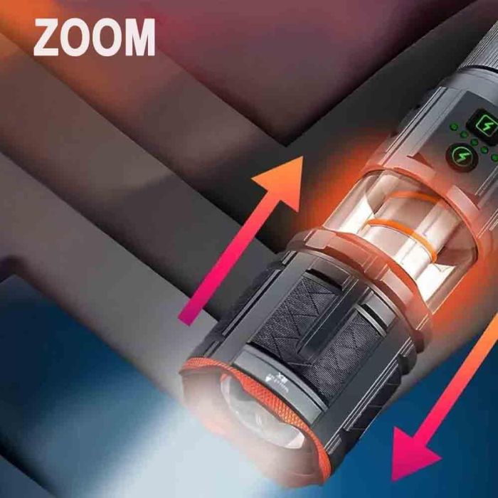 Фонарь YEMAO YM-G521 TG 30W, 1x40700, Power Bank, ЗУ Type-C, zoom, функция лампы