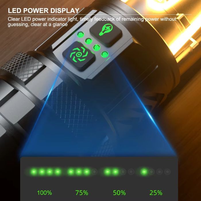 Фонарь YEMAO YM-G590 TG, 1x26350, Power Bank, ЗУ Type-C, zoom, функция лампы