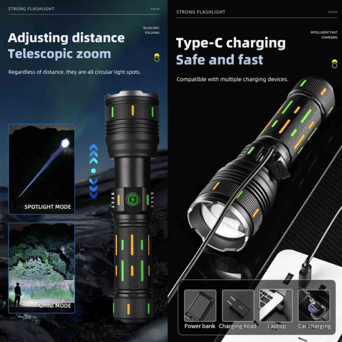 Фонарь YEMAO YM-G66Y TG 30W, 1x32850, Power Bank, ЗУ Type-C, zoom