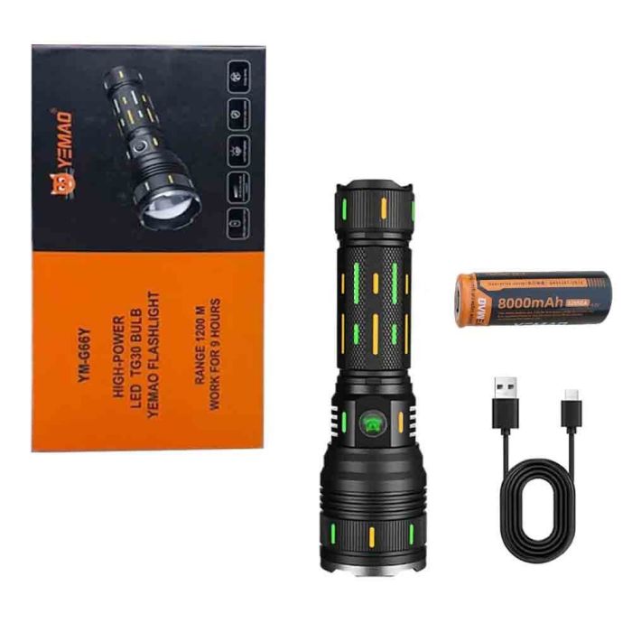Фонарь YEMAO YM-G66Y TG 30W, 1x32850, Power Bank, ЗУ Type-C, zoom