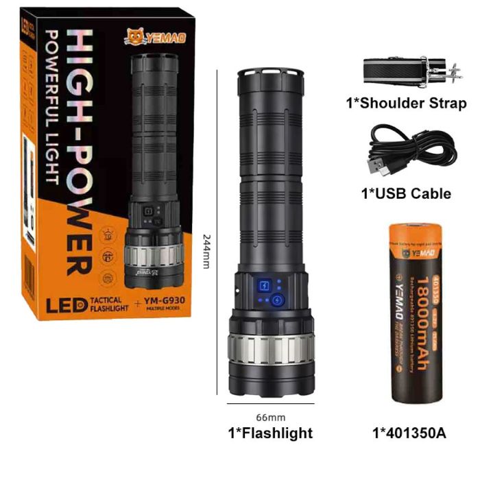 Фонарь YEMAO YM-G930 TG 30W+COB, 1x401350, Power Bank, ЗУ Type-C, zoom
