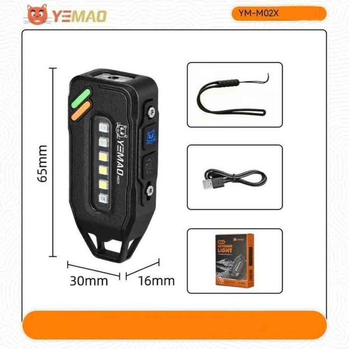 Фонарь YEMAO YM-M02X XTE+5SMD(RGB), Li-Ion аккумулятор, ЗУ Type-C, магнит