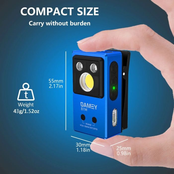 Фонарь YEMAO YM-M18 TG+2UV+SMD(RGB), Motion Sensor , Li-Ion аккумулятор, ЗУ Type-C, магнит, клипса
