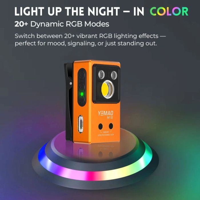 Фонарь YEMAO YM-M18 TG+2UV+SMD(RGB), Motion Sensor , Li-Ion аккумулятор, ЗУ Type-C, магнит, клипса