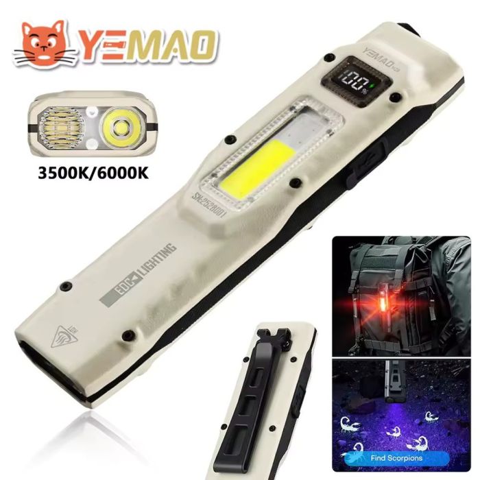 Фонарь YEMAO YM-M28 2XPL+COB(White+Red)+UV, Li-Ion аккумулятор, ЗУ Type-C, клипса