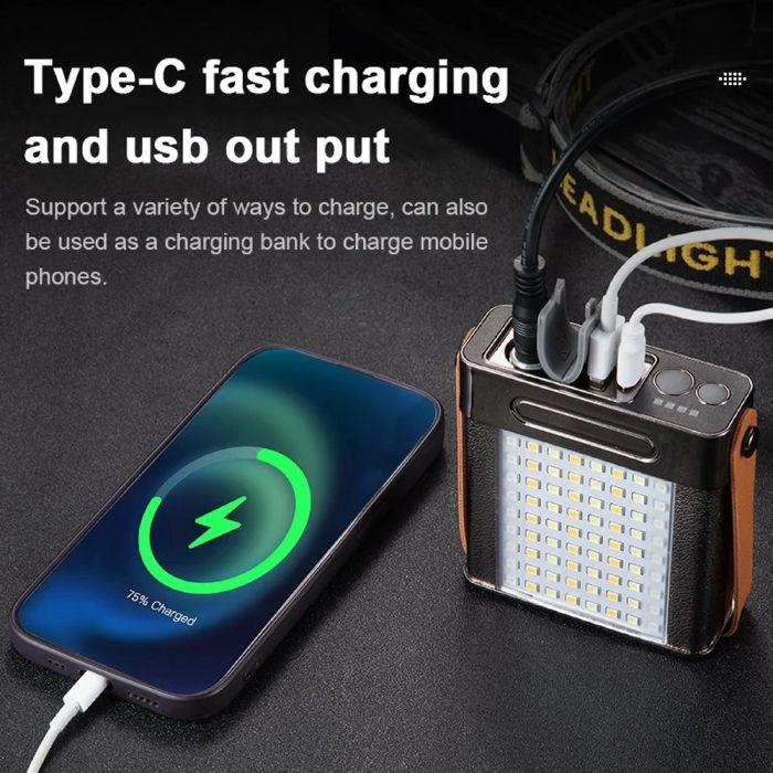 Фонарь налобный YEMAO YM-T103 TG+SMD(White+Red), Li-Ion аккумулятор, ЗУ Type-C, Internal battery