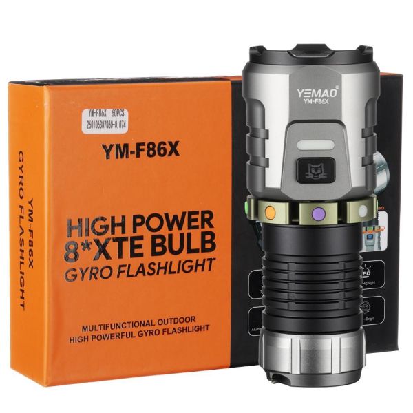 Фонарь YEMAO YM-F86X 8XTE, 1x26350/26650, ЗУ Type-C, колпачек, магнит
