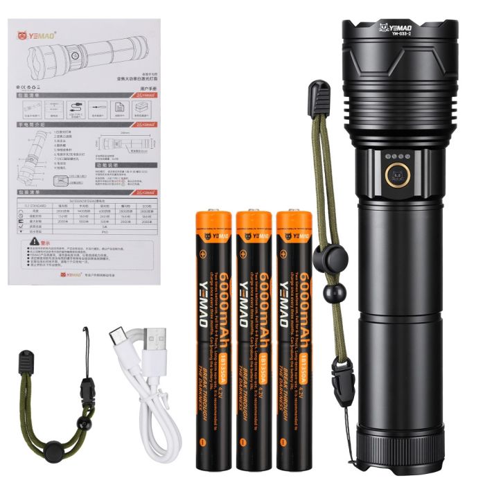 Фонарь YEMAO YM-G33-2 TG 40W, 3x361350, ЗУ Type-C, zoom