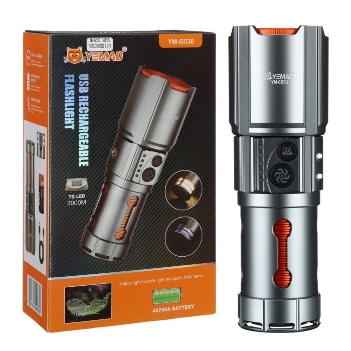 Фонарь YEMAO YM-G530 TG 30W, 1x40700, Power Bank, ЗУ Type-C, zoom, защита от комаров