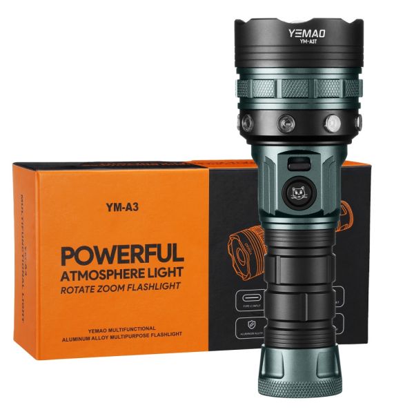Ліхтар YEMAO YM-A3T 1+18LED, 1x26650, ЗУ Type-C, zoom, магніт