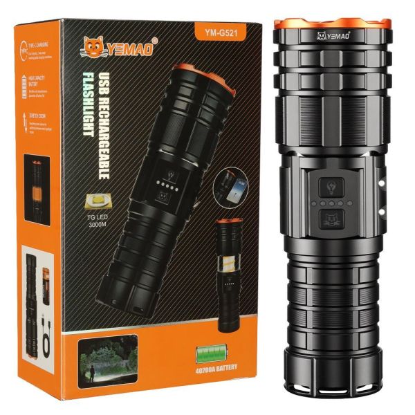 Фонарь YEMAO YM-G521 TG 30W, 1x40700, Power Bank, ЗУ Type-C, zoom, функция лампы