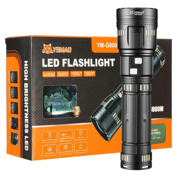 Ліхтар YEMAO YM-G600 TG 60W, 4x181350, Power Bank, ЗУ Type-C, zoom, кейс
