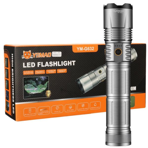 Фонарь YEMAO YM-G632 TG 30W, 1x401350, Power Bank, ЗУ Type-C, zoom, кейс