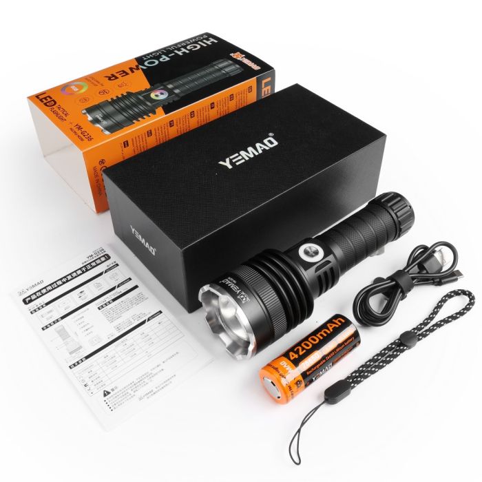 Фонарь YEMAO YM-G236 TG 50W, 1x26650, ЗУ Type-C, zoom