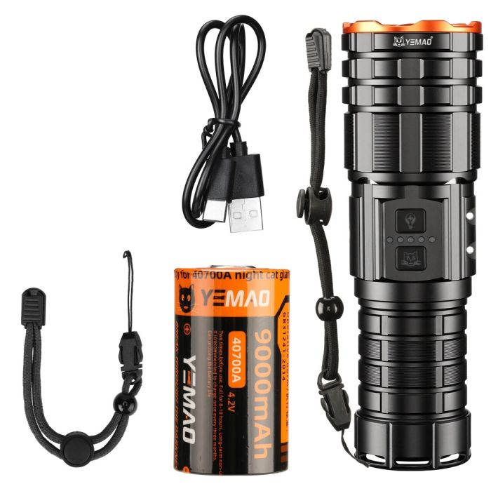 Фонарь YEMAO YM-G521 TG 30W, 1x40700, Power Bank, ЗУ Type-C, zoom, функция лампы