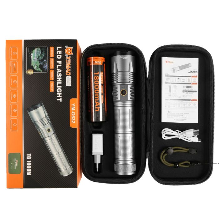 Фонарь YEMAO YM-G632 TG 30W, 1x401350, Power Bank, ЗУ Type-C, zoom, кейс