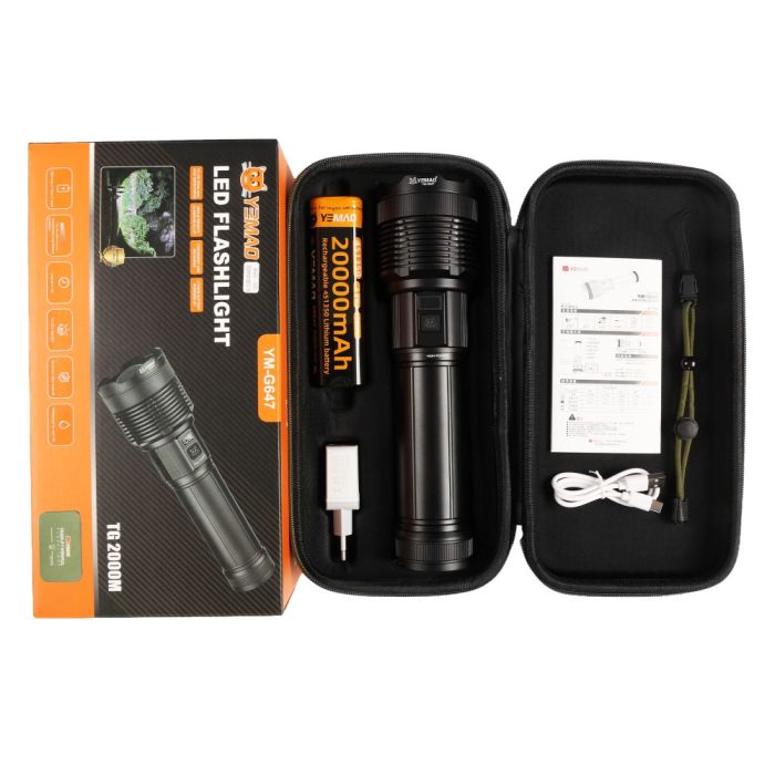 Фонарь YEMAO YM-G647 TG 60W, 1x451350, Power Bank, ЗУ Type-C, zoom, кейс