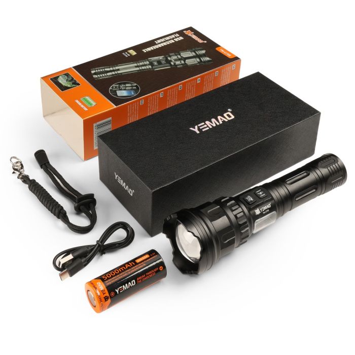 Фонарь YEMAO YM-G708 TG+COB(White+Red), 1x26650, Power Bank, ЗУ Type-C, zoom