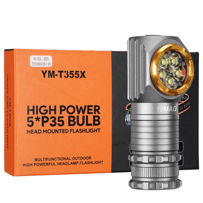 Налобный фонарь YEMAO YM-T355X, 2000LM, аккумуляторы 18650 + 18350 (3200 + 1500 mAh), с красным светом