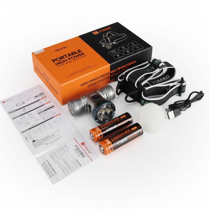 Налобный фонарь YEMAO YM-T755X, 3000LM, аккумулятор 2x21700 (4200 mAh), с красным светом