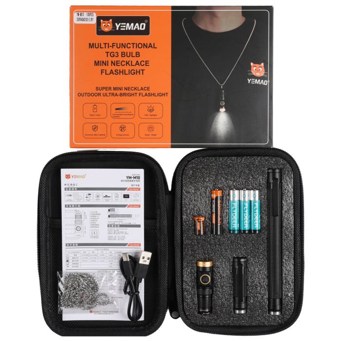 Портативный фонарь YEMAO YM-M10, 800LM, аккумуляторы 10440 + 10180 (500 + 120 mAh), 3xAAA, чехол