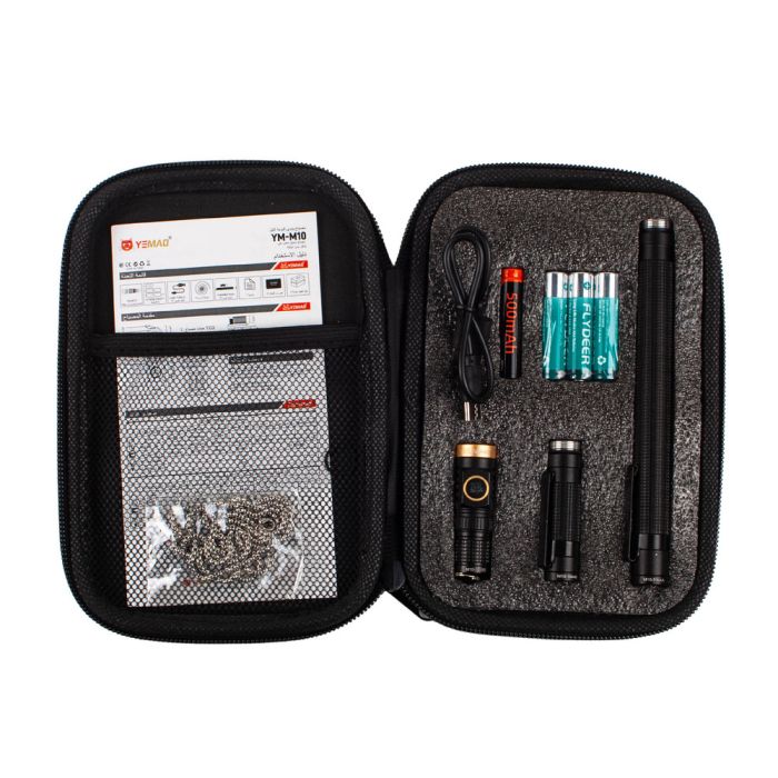Портативный фонарь YEMAO YM-M10, 800LM, аккумуляторы 10440 + 10180 (500 + 120 mAh), 3xAAA, чехол