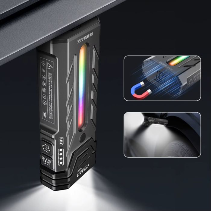 Фонарь YEMAO YM-A200-3SLWAV4+SST36+RGB, Li-Ion аккумулятор, ЗУ Type-C, магнит