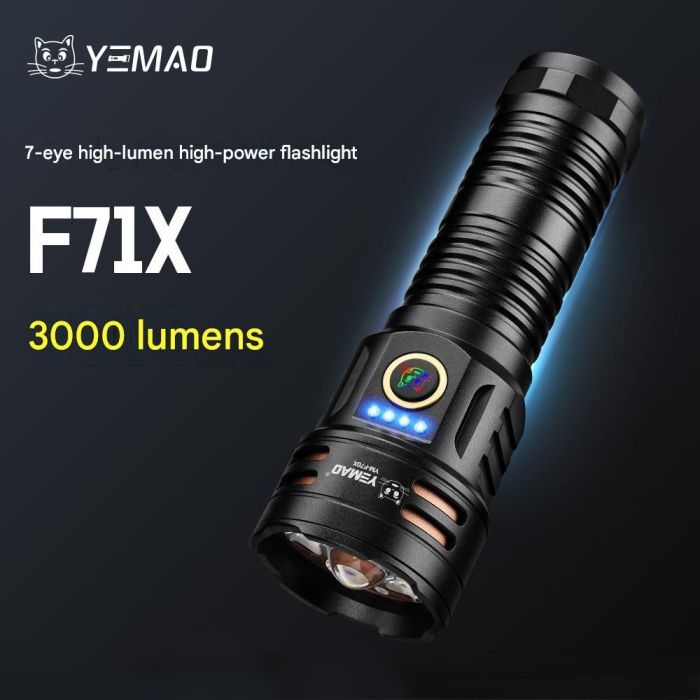 Фонарь YEMAO YM-F71X-TG+6P35, 1x26650/26350, ЗУ Type-C, магнит, IP55