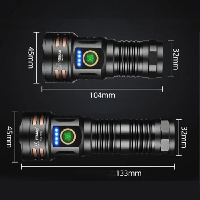 Фонарь YEMAO YM-F71X-TG+6P35, 1x26650/26350, ЗУ Type-C, магнит, IP55