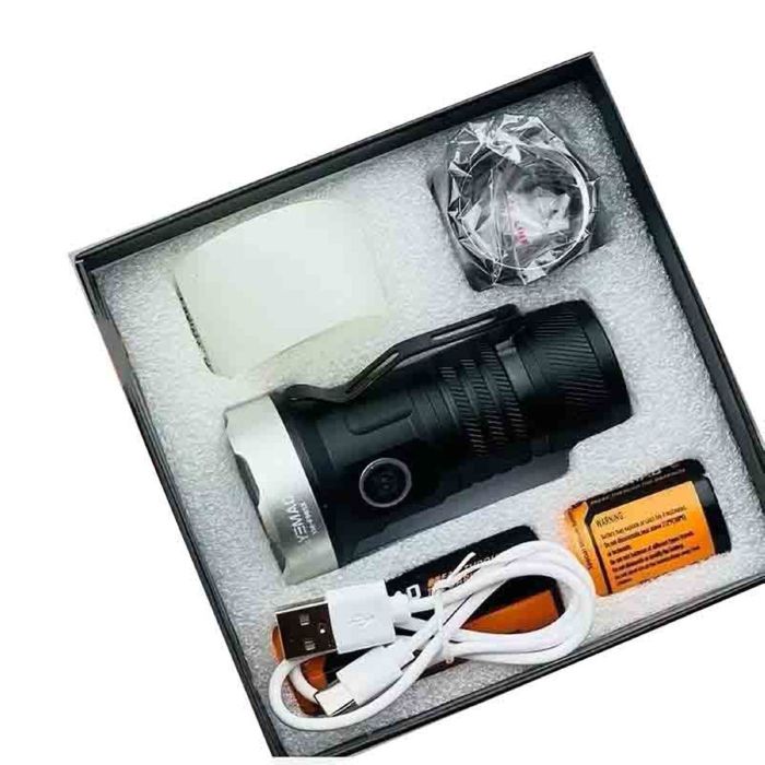 Фонарь YEMAO YM-F963X-5XTE+4XPE, multi-color light, UV, 1x26650/26350, ЗУ Type-C, магнит, колпачек