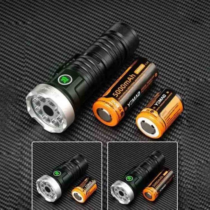 Фонарь YEMAO YM-F963X-5XTE+4XPE, multi-color light, UV, 1x26650/26350, ЗУ Type-C, магнит, колпачек
