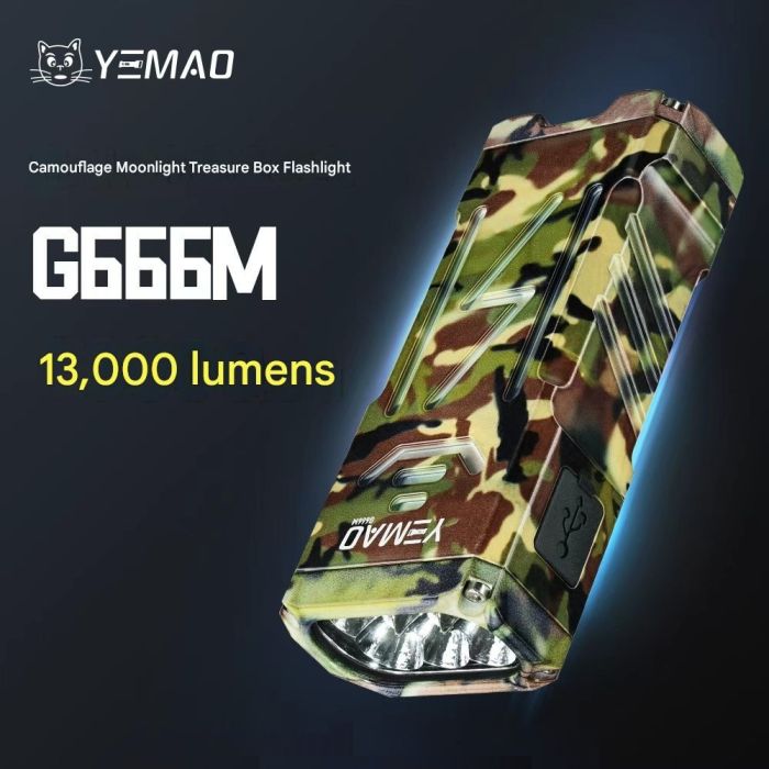 Фонарь YEMAO YM-G666M-6P80, Li-Ion аккумулятор, Power Bank, ЗУ Type-C, чехол