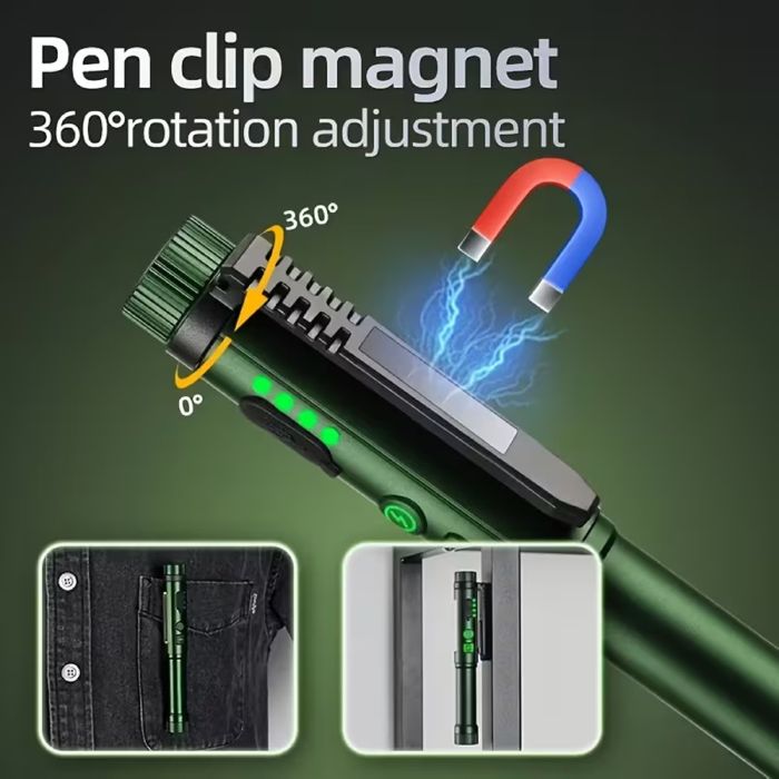 Фонарь YEMAO YM-M45-XPG+COB(white+red+green), 1x14500/1xAA, ЗУ Type-C, магнит