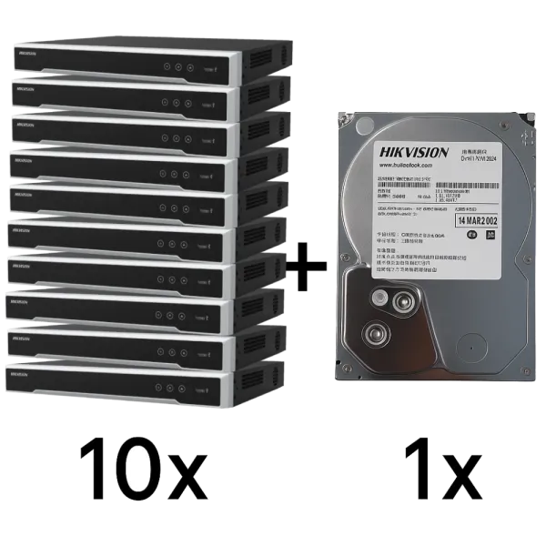 DS-7608NXI-K1(D) 10 шт + DS40HKVS-VX1 Комплект Hikvision