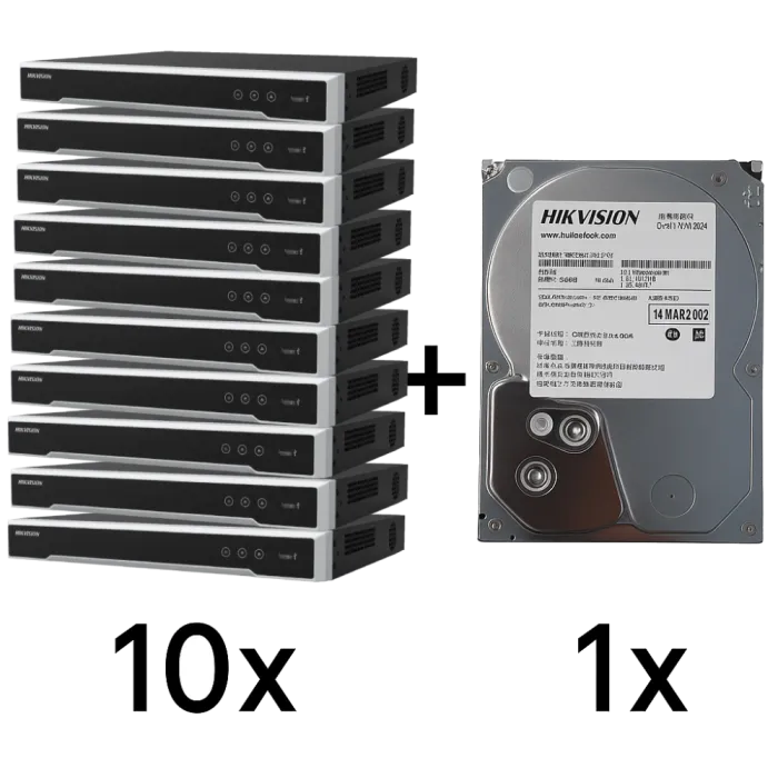 DS-7608NXI-K2(D) 10 шт + DS40HKVS-VX1 Комплект Hikvision