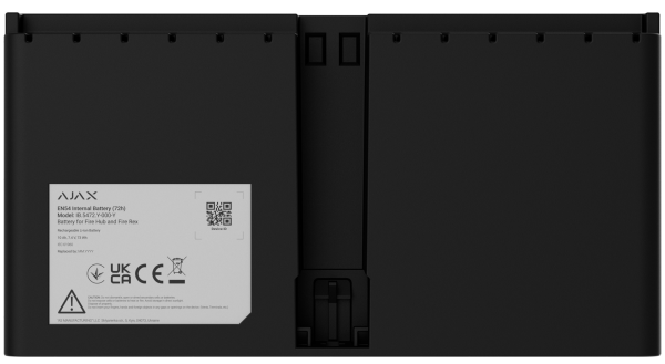 Перезарядна Li-ion батарея для встановлення в EN54 Fire Hub або EN54 Fire ReX Ajax EN54 Internal Battery (72h) Black (127879.324.BL)