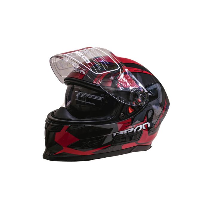 Мотошолом інтеграл Beon R SHINY GREY (глянець сірий/червоний) розмір ХL