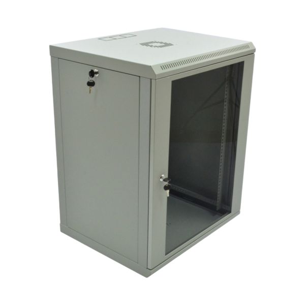 Шафа серверна SteelNet 15U 600 x 500 для мережевого обладнання (скло, сірий)