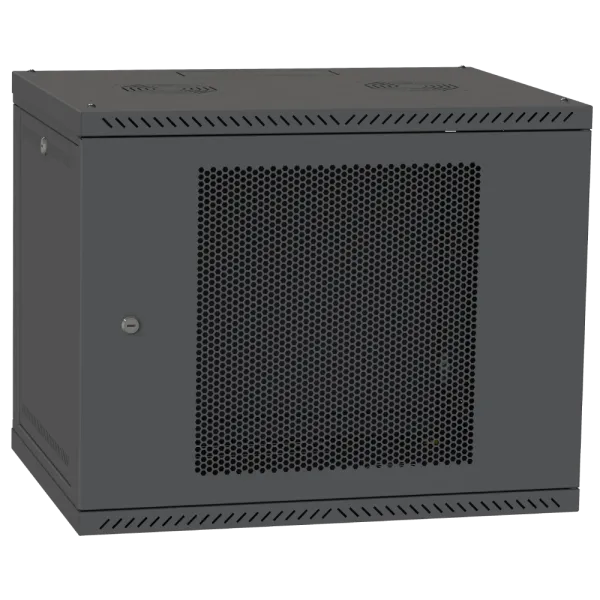 IPCOM 9U 600x600 Шафа телекомунікаційна двері перф (чорна)