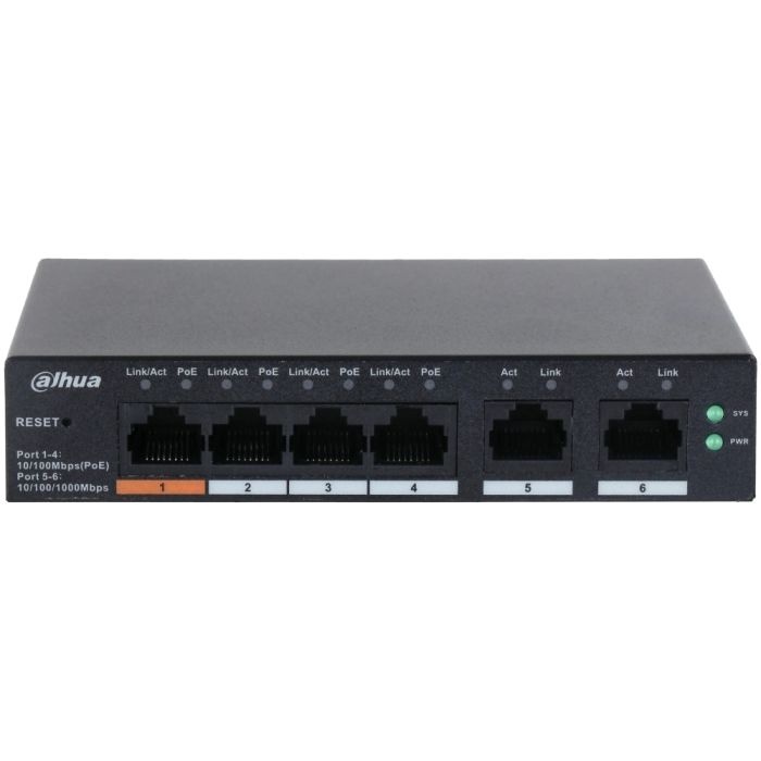 Некерований PoE-комутатор Dahua DH-CS4006-4ET-60 з 4 портами PoE