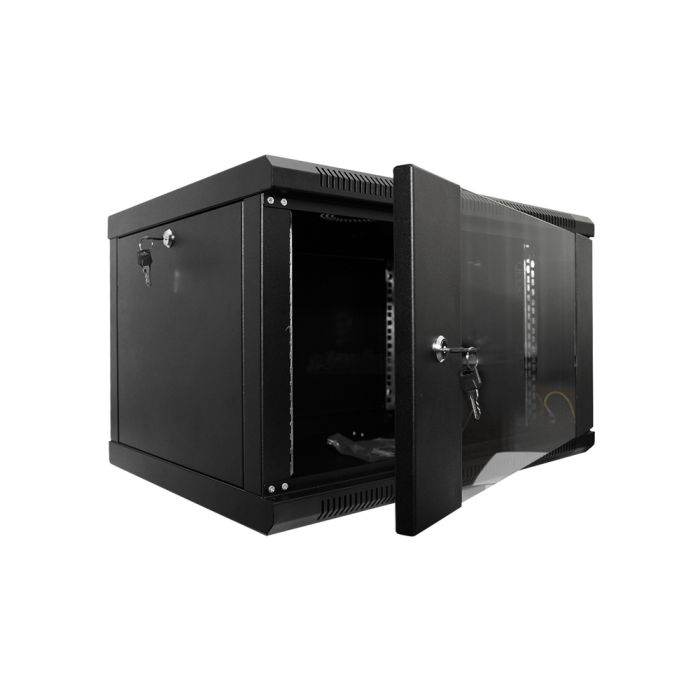 Шафа серверна SteelNet 9U 600 x 450 для мережевого обладнання (скло, чорний)