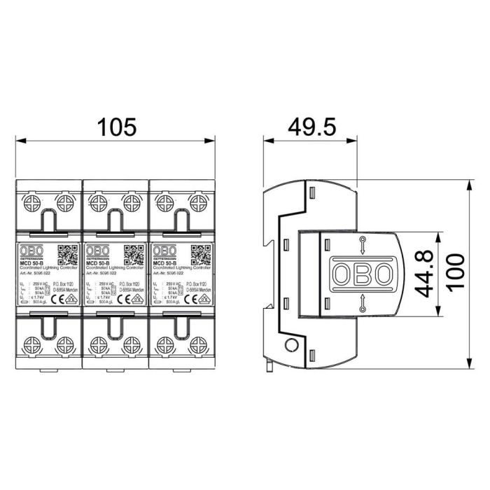 Обмежувач перенапруг OBO Bettermann MCD 50-B 3 (5096877)