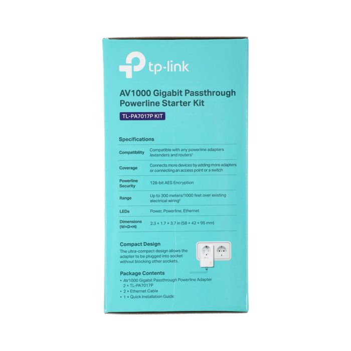 Комплект адаптерів TP-Link Powerline TL-PA7017P KIT із вбудованою розеткою