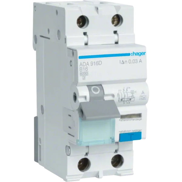 Hager ADA916D Дифавтомат 1P+N, 6kA, B-16A, 30mA, A