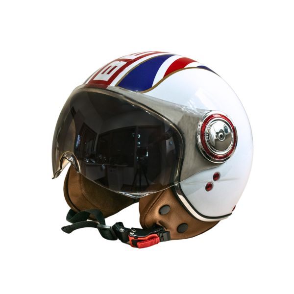 Мотошолом відкритий Beon B-110B FLAG SHINY WHITE/RED/BLUE (глянець білий/червоний/синій), розмір L