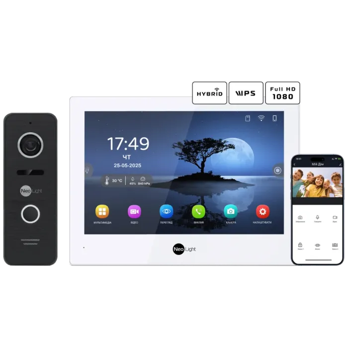 Neolight ALPHA Hybrid + PRIME FHD Black Комплект відеодомофону