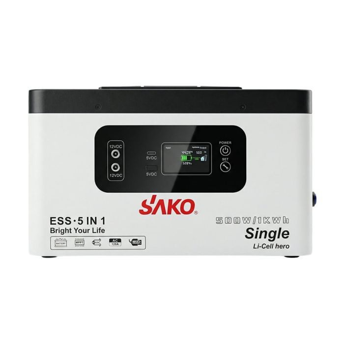 Портативна зарядна станція Sako Alpha-ESS-500W/1KWh потужність 500 Вт, енергоємність 1004.8 Вт·год, LifePO4