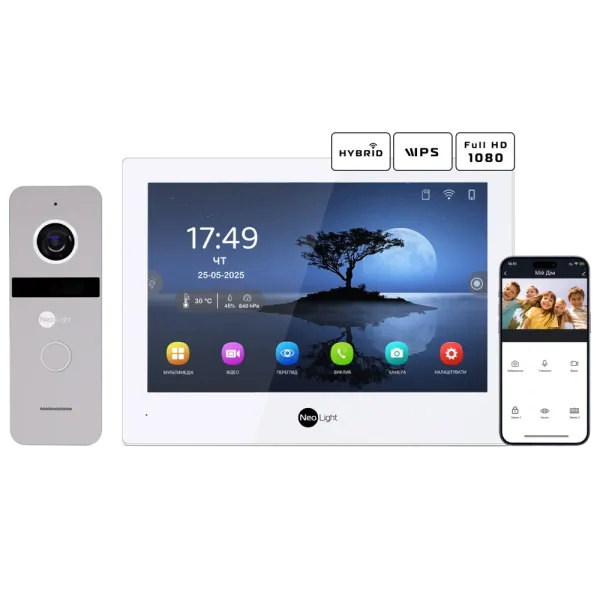 Neolight ALPHA Hybrid + SOLO FHD Silver Комплект відеодомофону